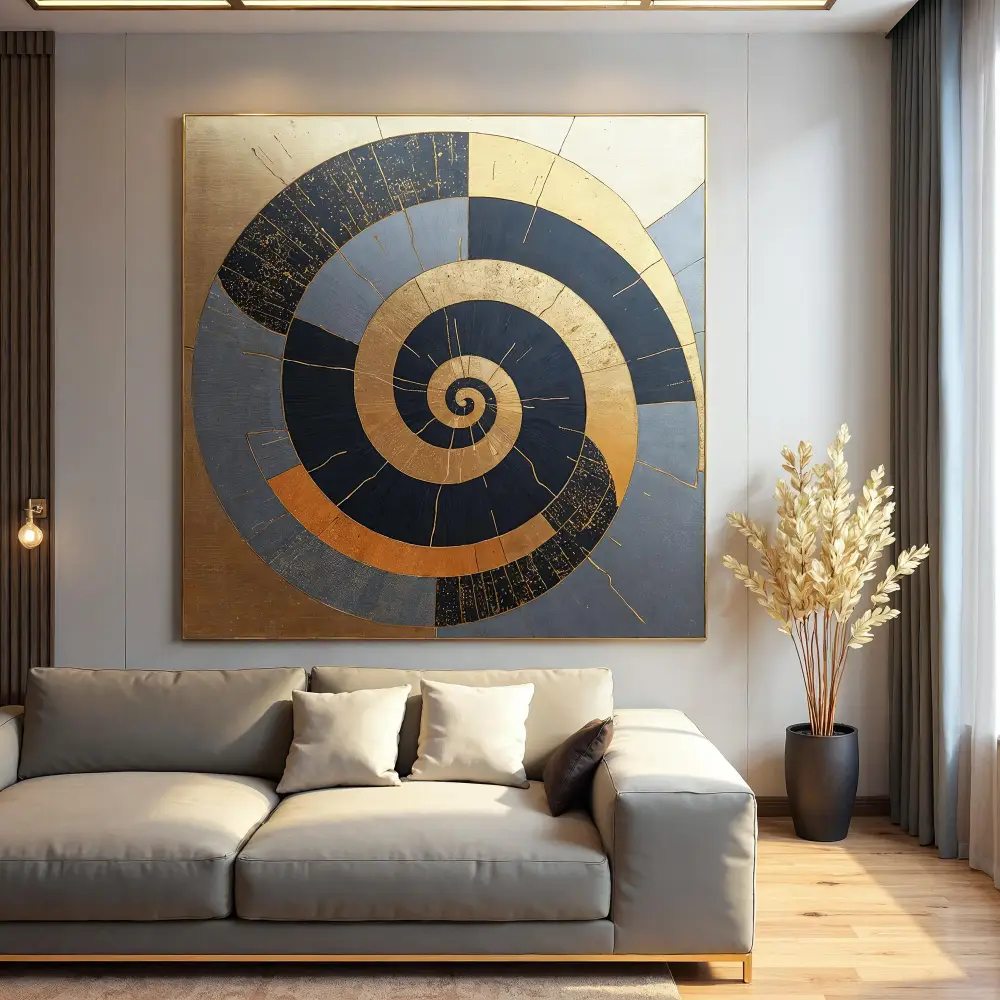 Abstract Swirl Kvadrat Kətan Tablo TB2520