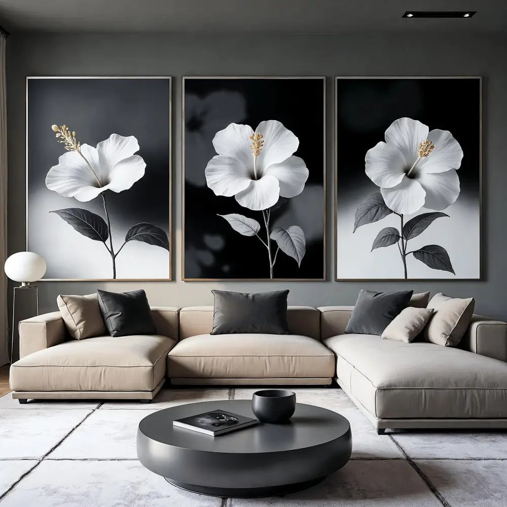 Floral Trio 3&amp;#39;lü Set Kətan Tablo TB2518