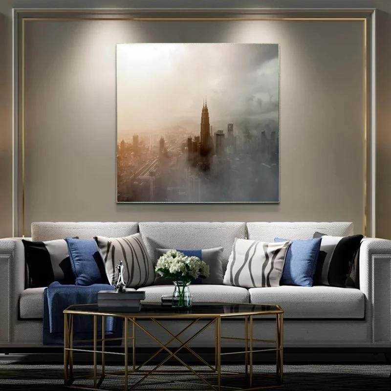 Foggy Building Kvadrat Kətan Tablo TB2514