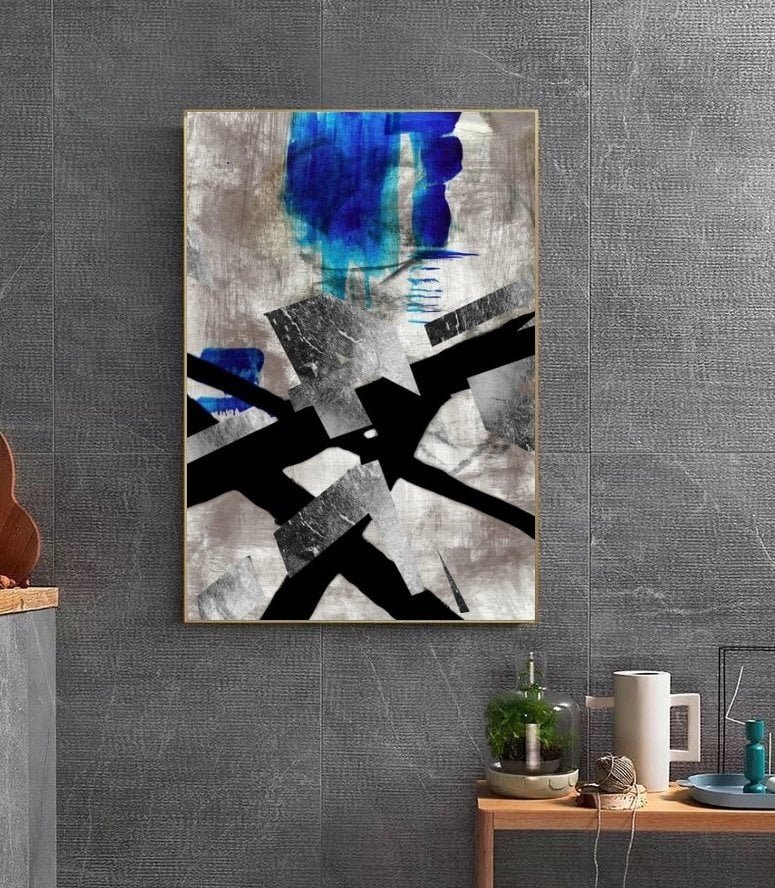 Black and Blue Kətan Tablo TB2471