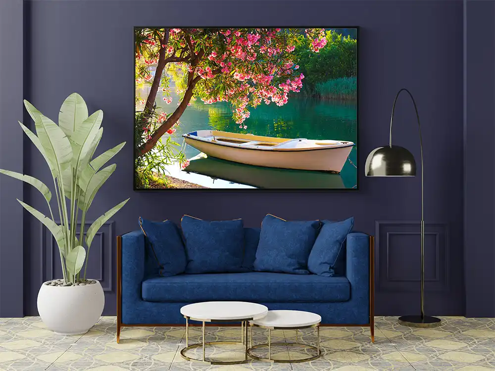 Ship in The Lake Nature Kətan Tablo TB882