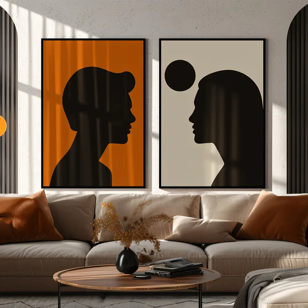 Man and Woman Art 2&amp;#39;li Set Kətan Tablo TB2516